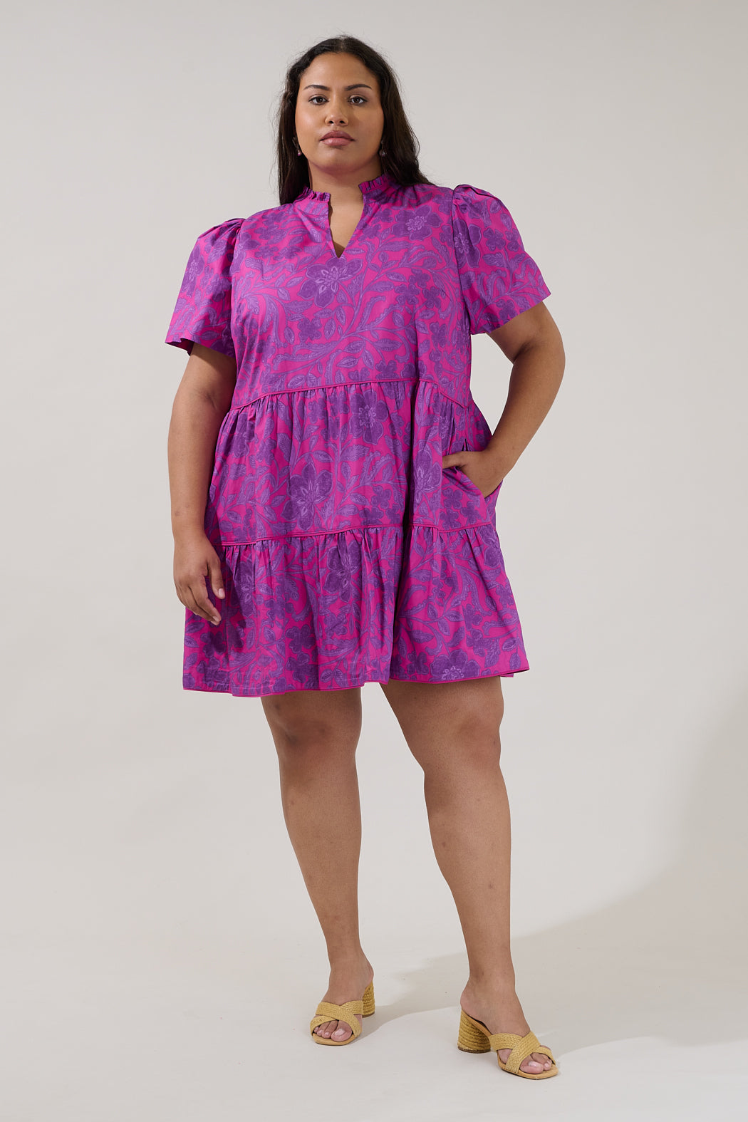 Candace Tiered Mini Dress Floral Curve