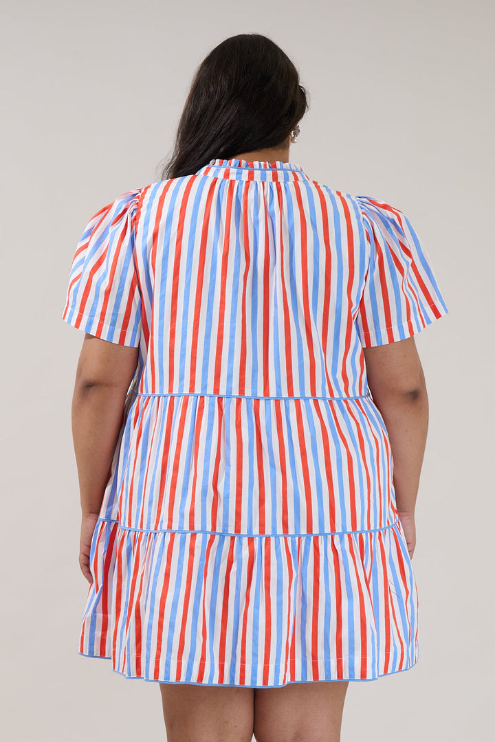 Candace Tiered Mini Dress Stripe Curve