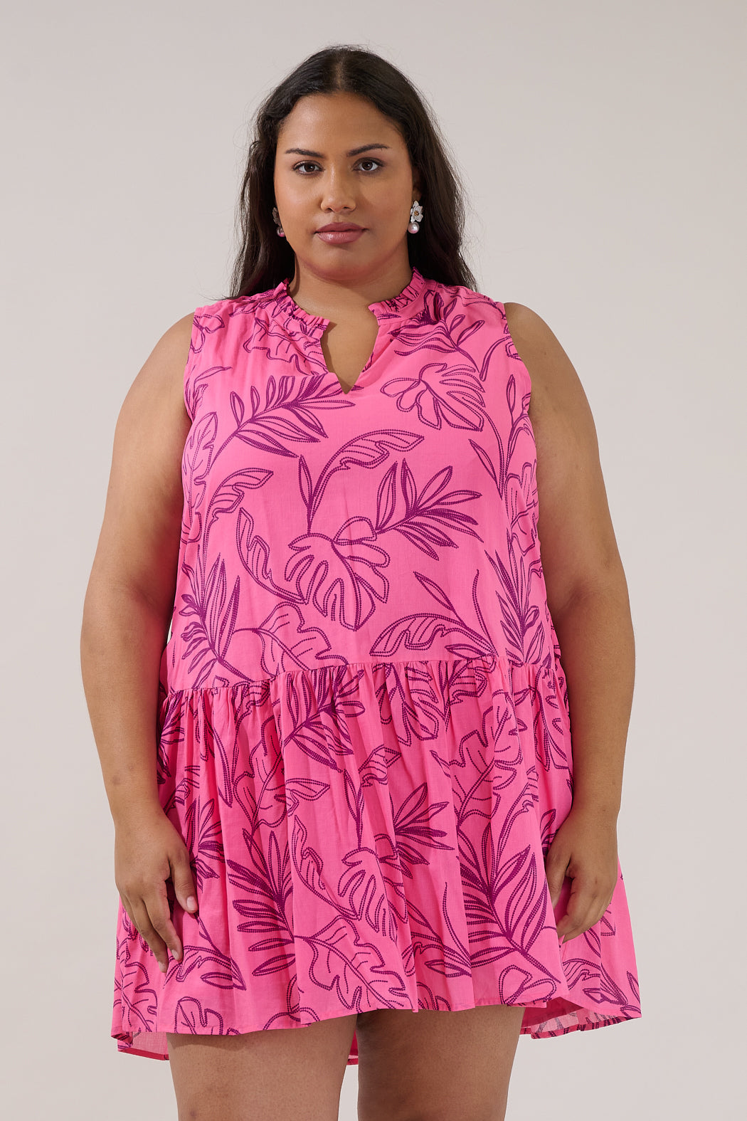 Loly Trapeze Mini Dress Dillie Floral Curve