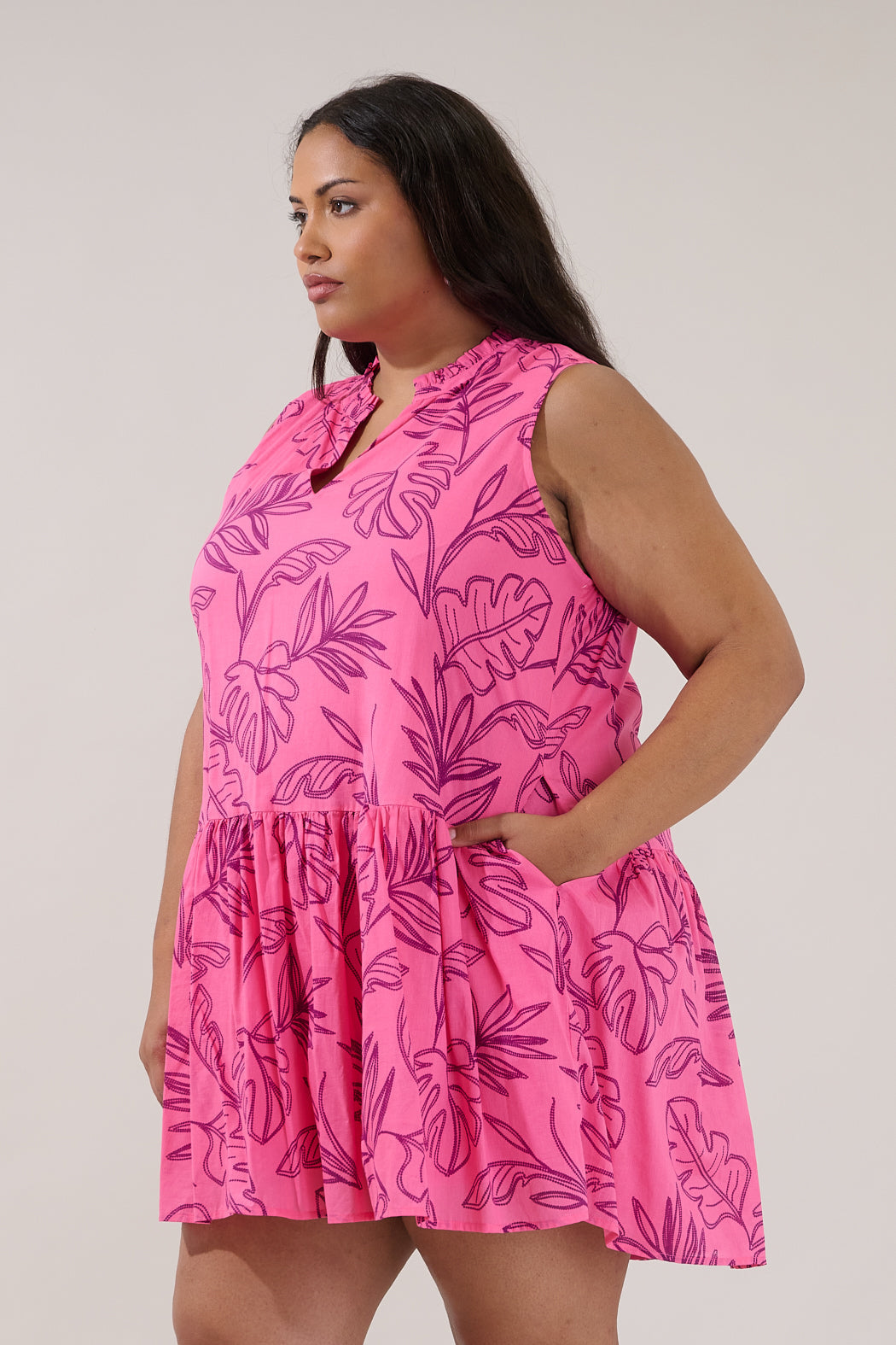 Loly Trapeze Mini Dress Dillie Floral Curve
