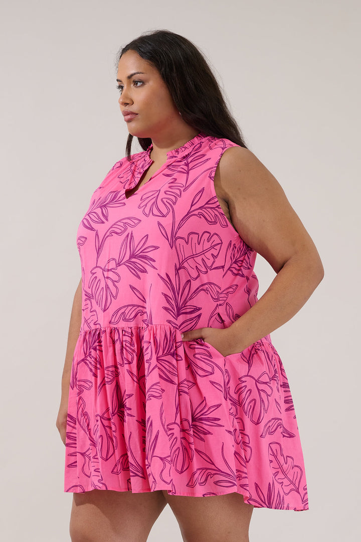 Loly Trapeze Mini Dress Dillie Floral Curve