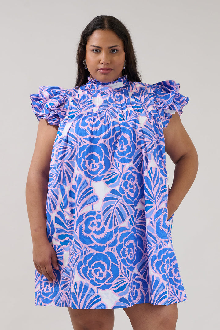 Lovel Shift Mini Dress Floral Curve