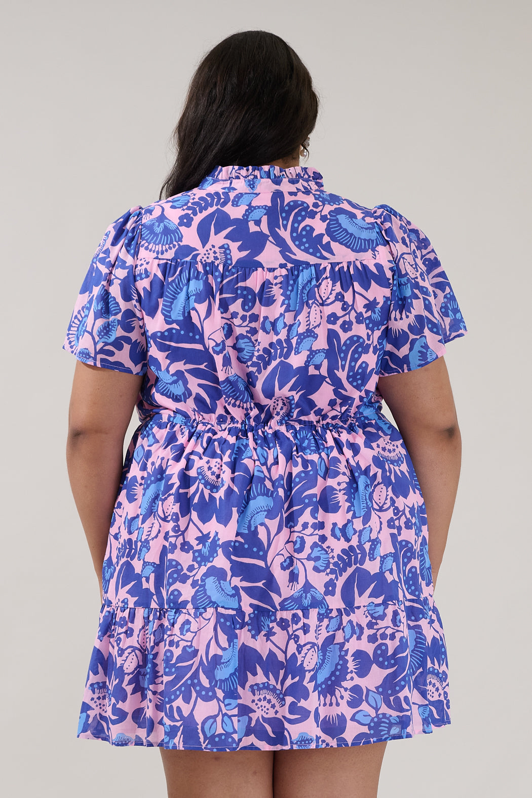 Amo Button Up Mini Dress Floral Curve