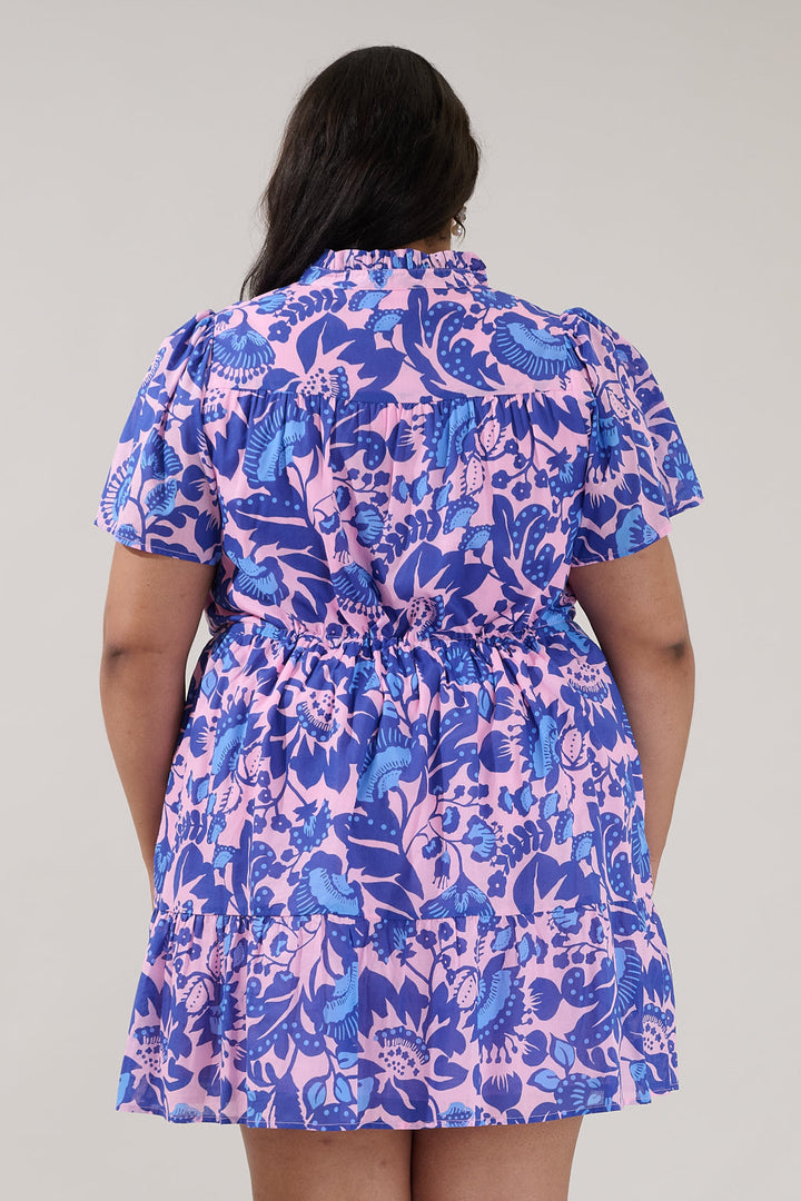 Amo Button Up Mini Dress Floral Curve