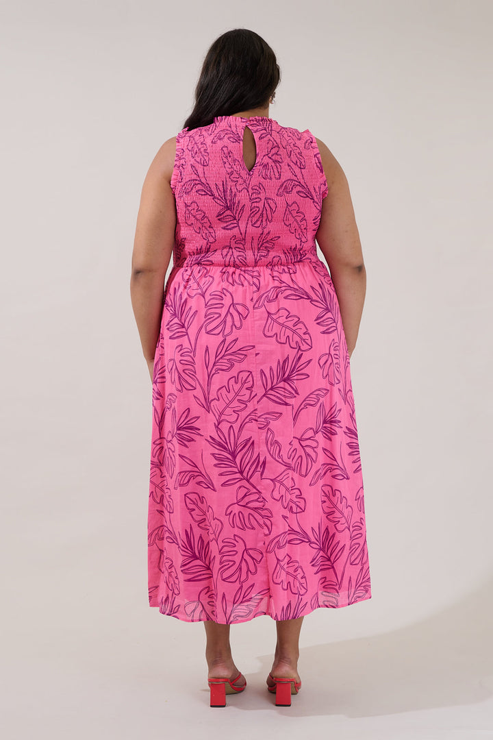 Cecil Smocked Sleeveless Midi Dress Dillie Floral Curve