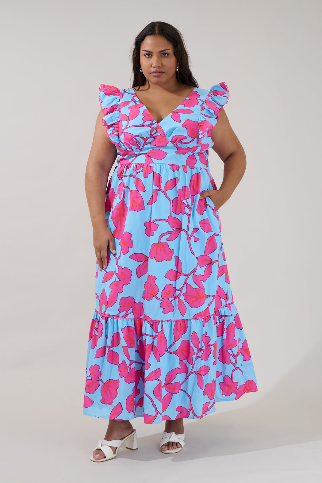 Mawar Ruffle Maxi Dress Floral Curve