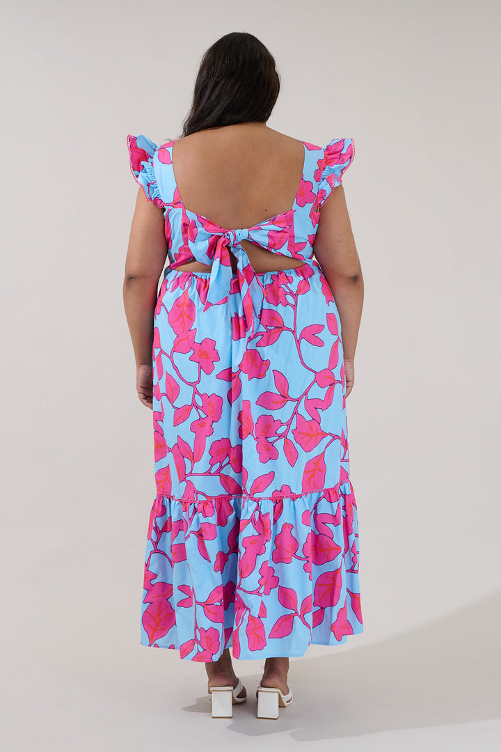 Mawar Ruffle Maxi Dress Floral Curve