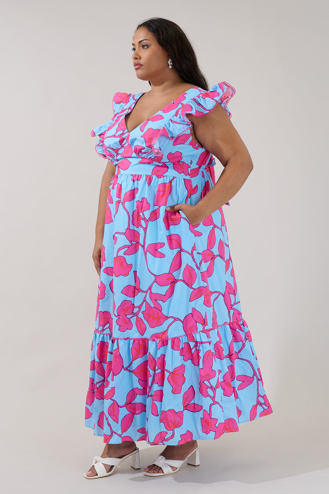 Mawar Ruffle Maxi Dress Floral Curve