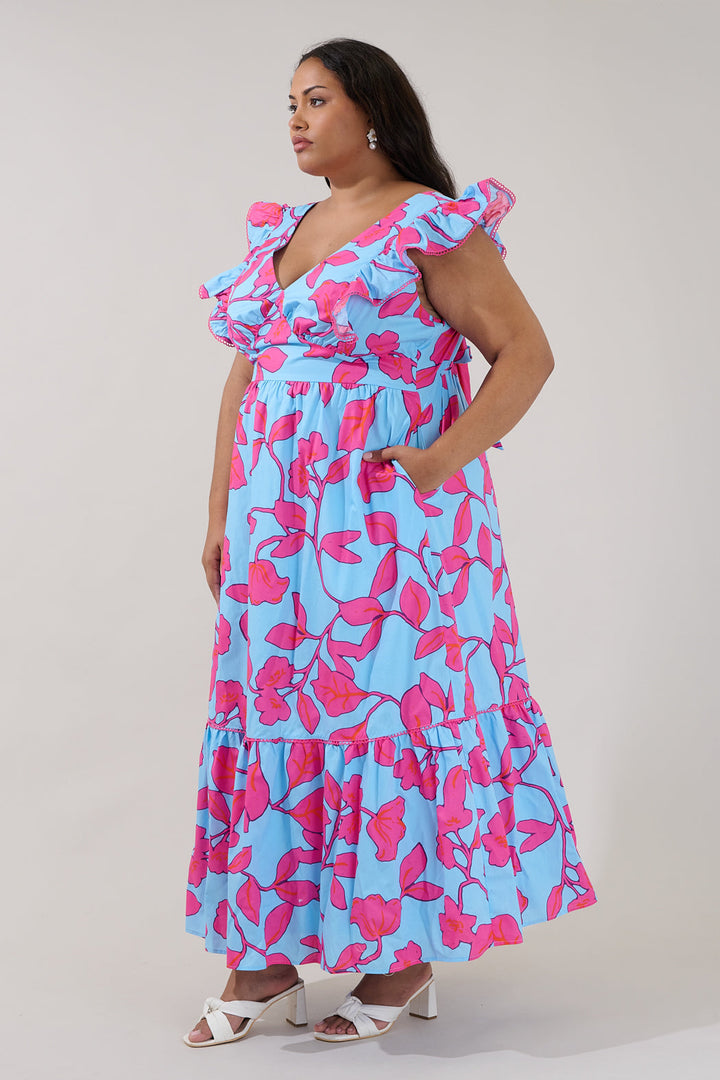 Mawar Ruffle Maxi Dress Floral Curve