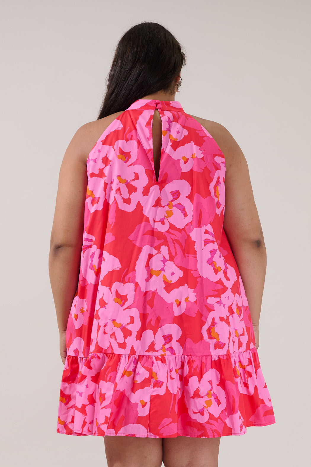 Della Halter Mini Dress Floral Curve