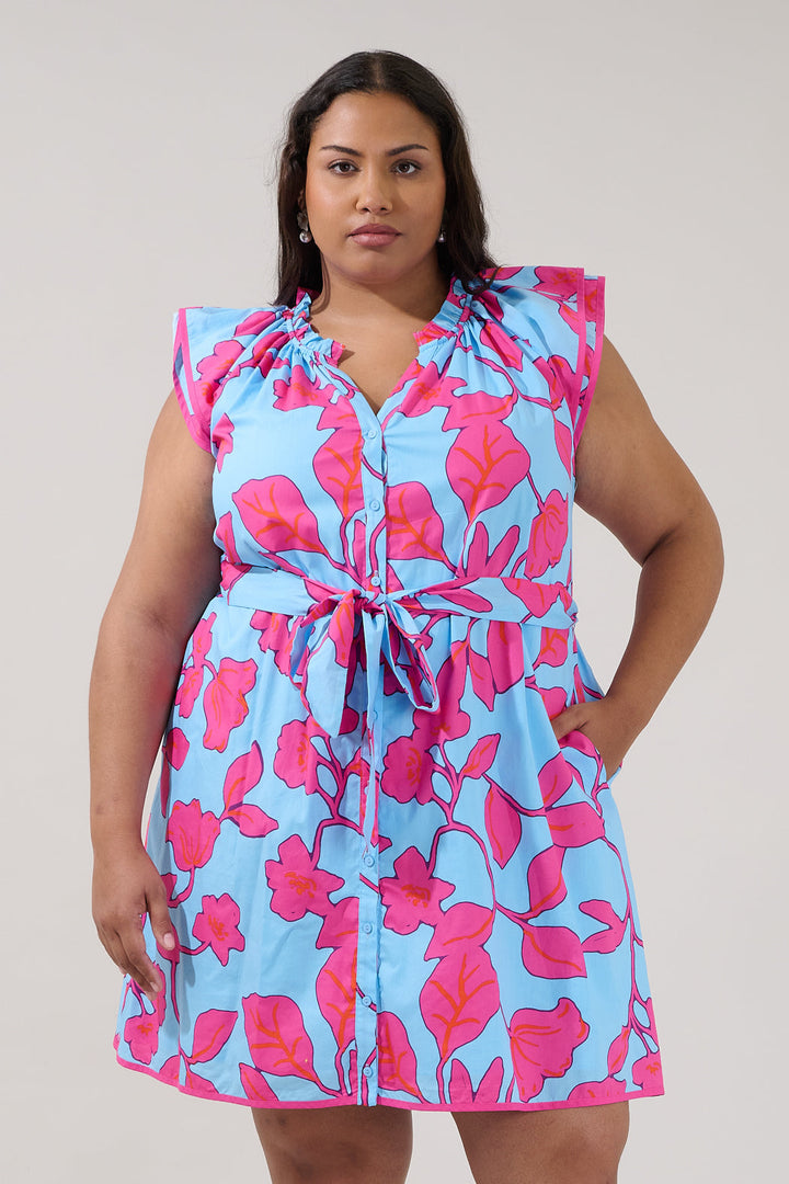 Olera Ruffle Mini Dress Floral Curve