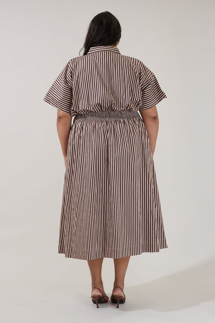 Wilderra Pleated Midi Dress Tiramisu Curve