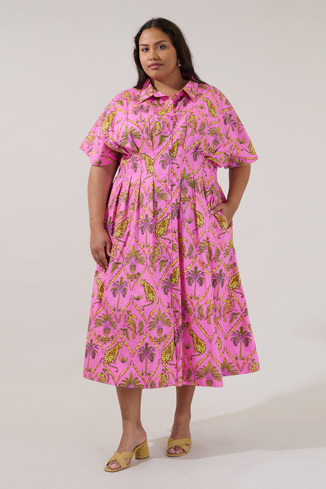 Wilderra Pleated Midi Dress Pantheress Curve