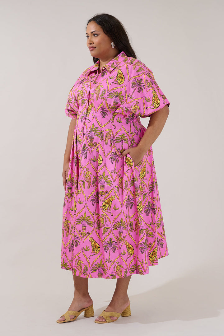 Wilderra Pleated Midi Dress Pantheress Curve