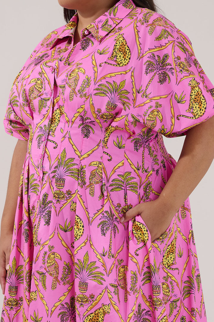 Wilderra Pleated Midi Dress Pantheress Curve