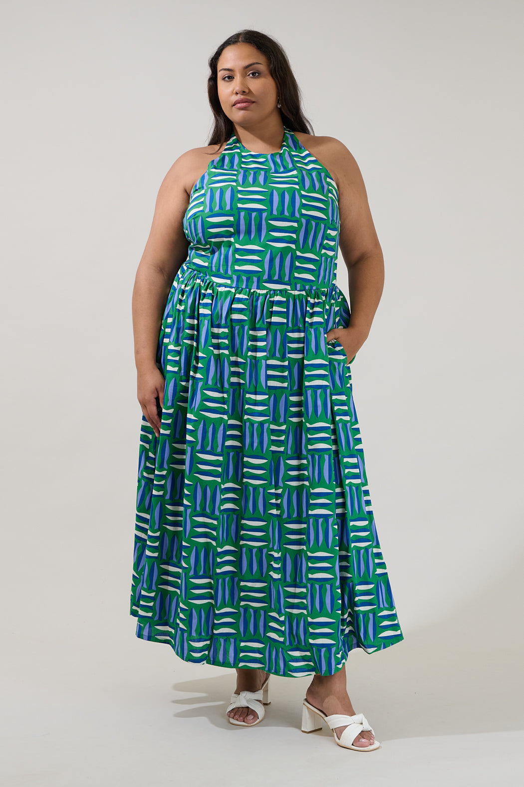 Daine Halter Neck Maxi Dress Marlin Curve