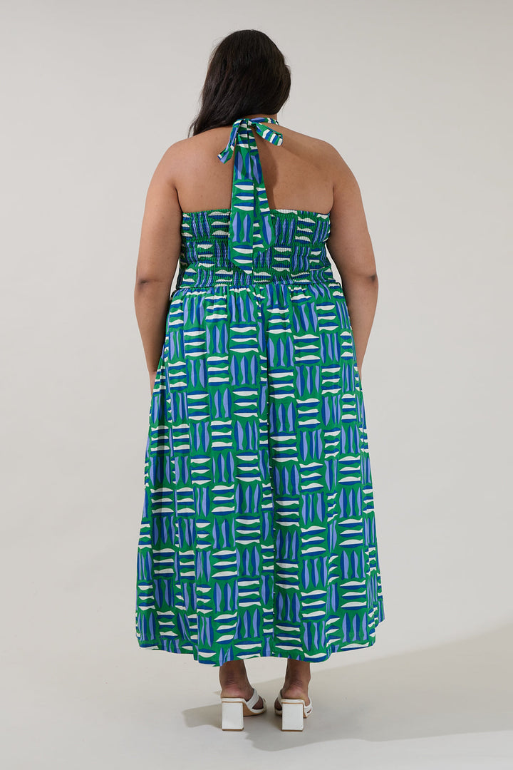 Daine Halter Neck Maxi Dress Marlin Curve