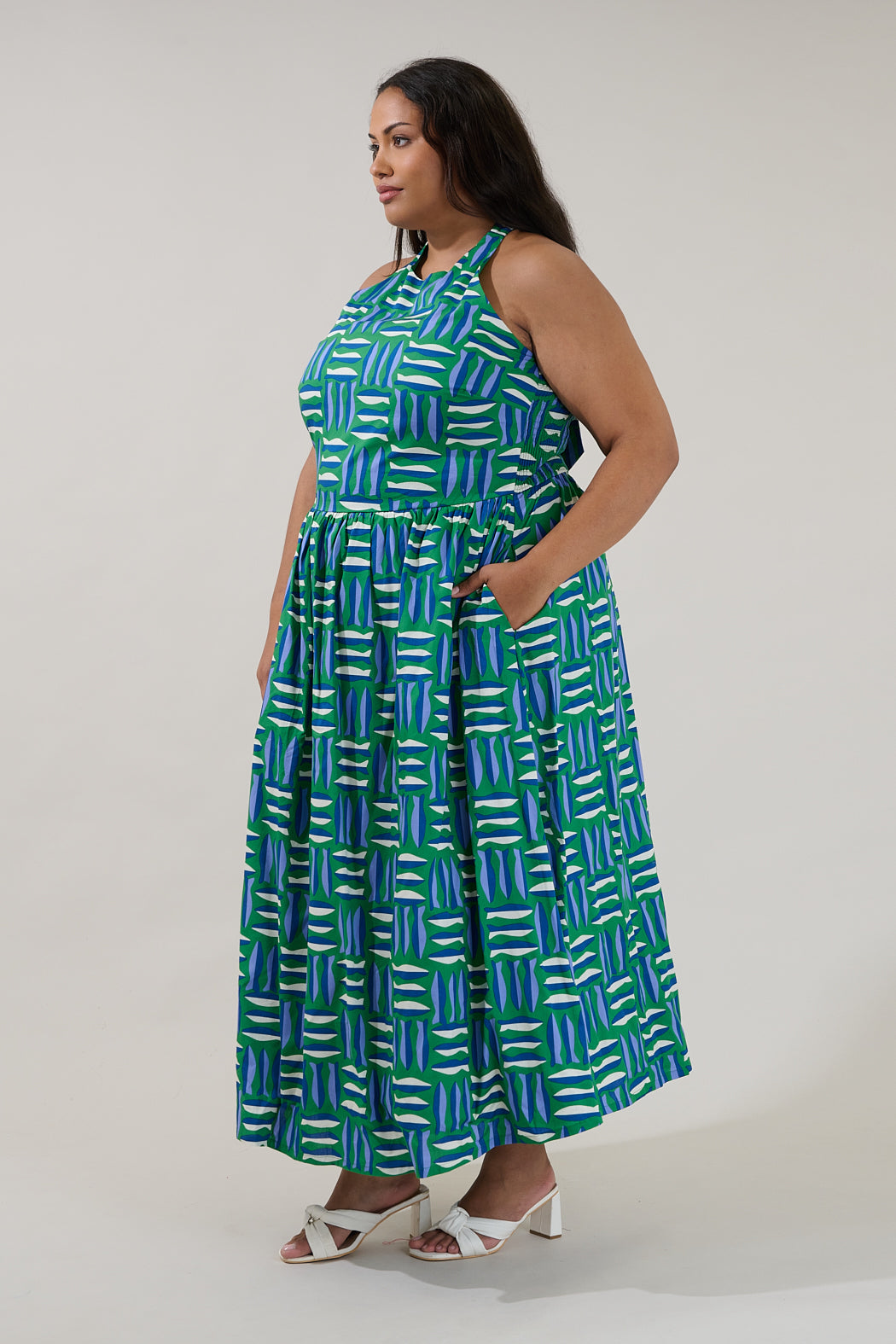 Daine Halter Neck Maxi Dress Marlin Curve