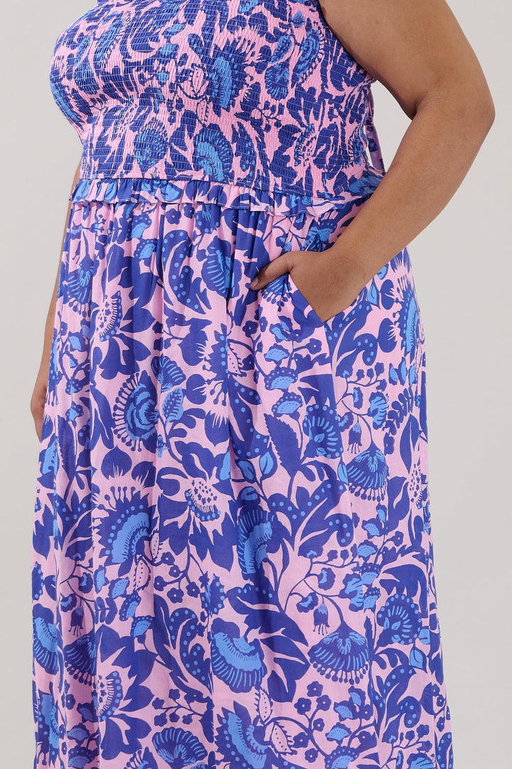 Riela Smocked Maxi Dress Floral Curve