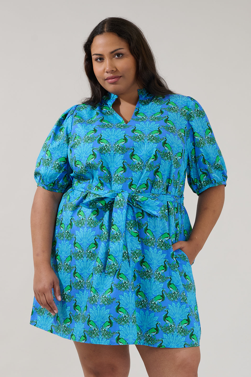 Genia Shift Mini Dress Peacock Curve