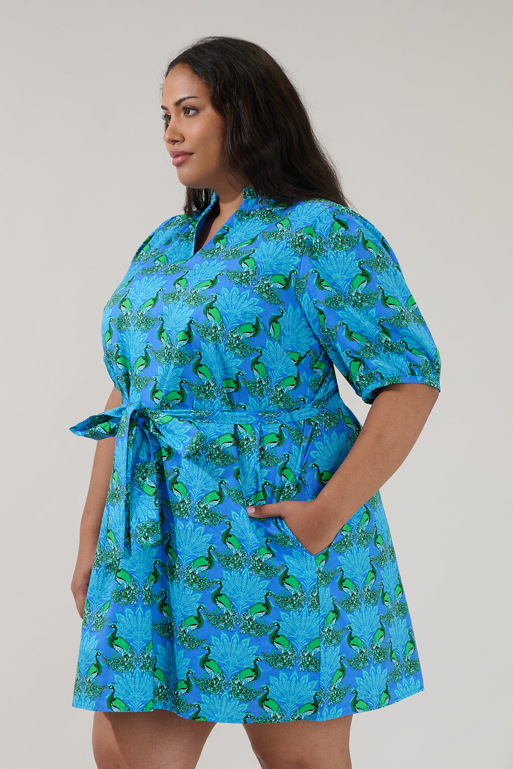 Genia Shift Mini Dress Peacock Curve