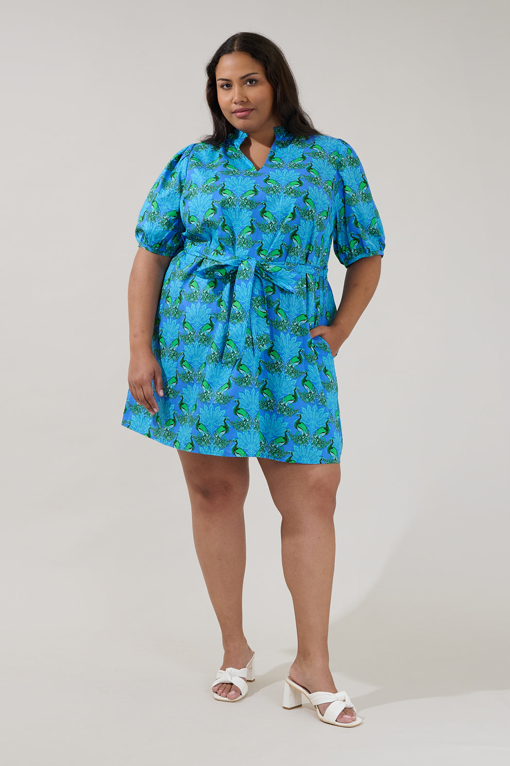 Genia Shift Mini Dress Peacock Curve