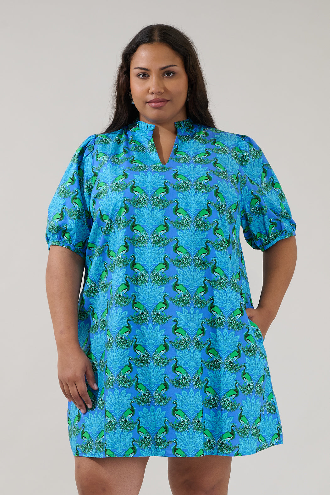 Genia Shift Mini Dress Peacock Curve