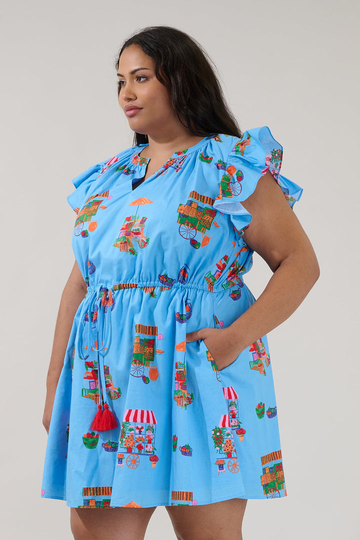 Sutton Drawstring Mini Dress Flower Mart Curve