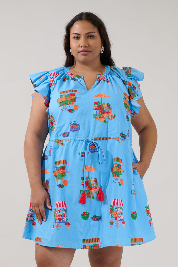 Sutton Drawstring Mini Dress Flower Mart Curve