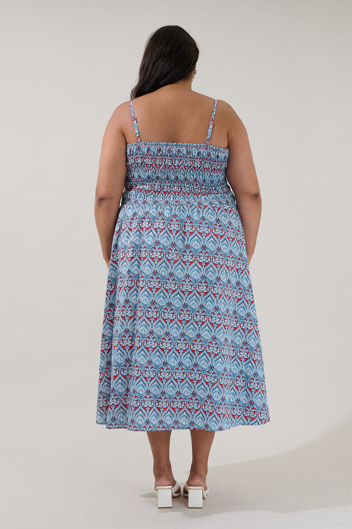 Abrelia Smocked Midi Dress Floral Curve