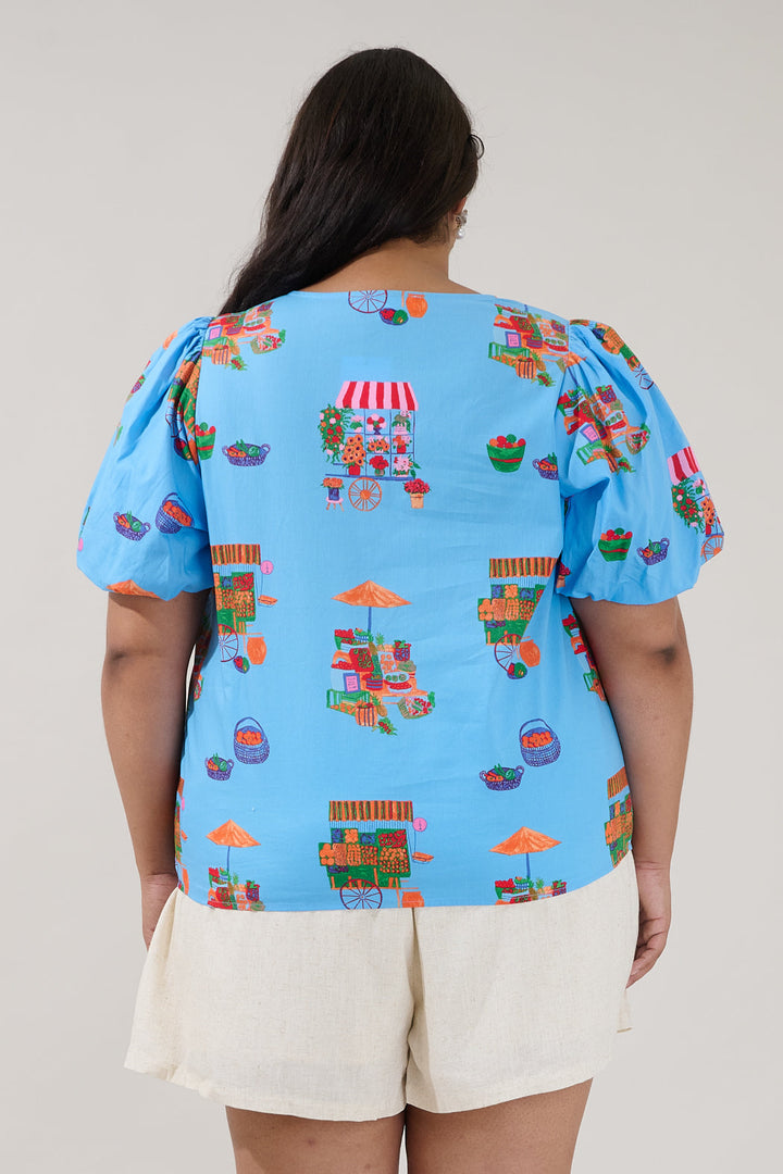 Adi Poplin Split Neck Top Flower Mart Curve