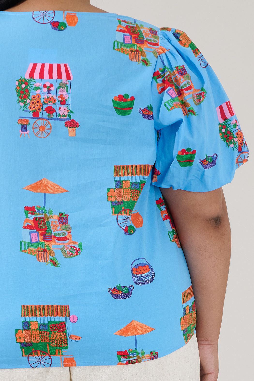 Adi Poplin Split Neck Top Flower Mart Curve