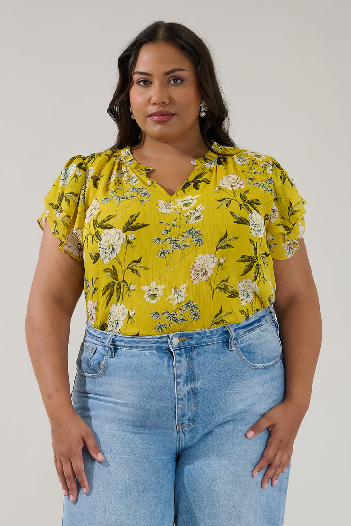 Montie Ruffle Blouse Verisa Floral Curve