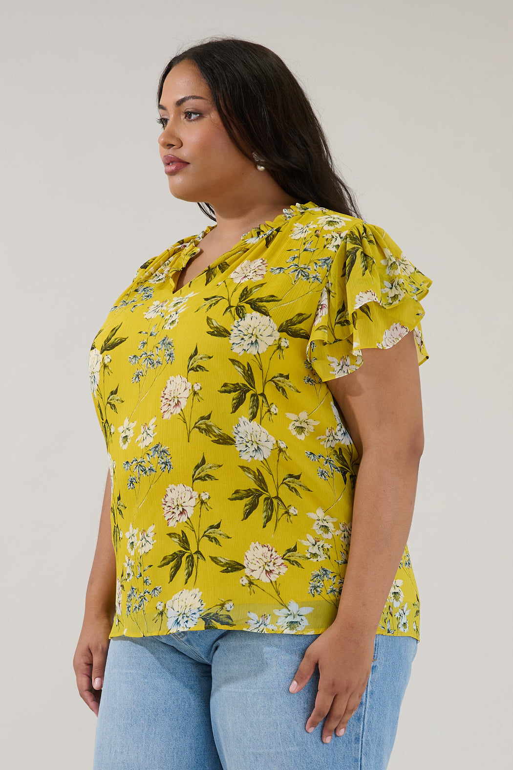 Montie Ruffle Blouse Verisa Floral Curve