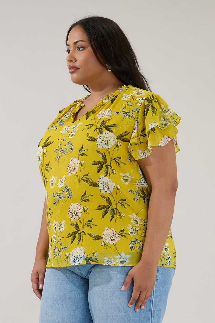 Montie Ruffle Blouse Verisa Floral Curve