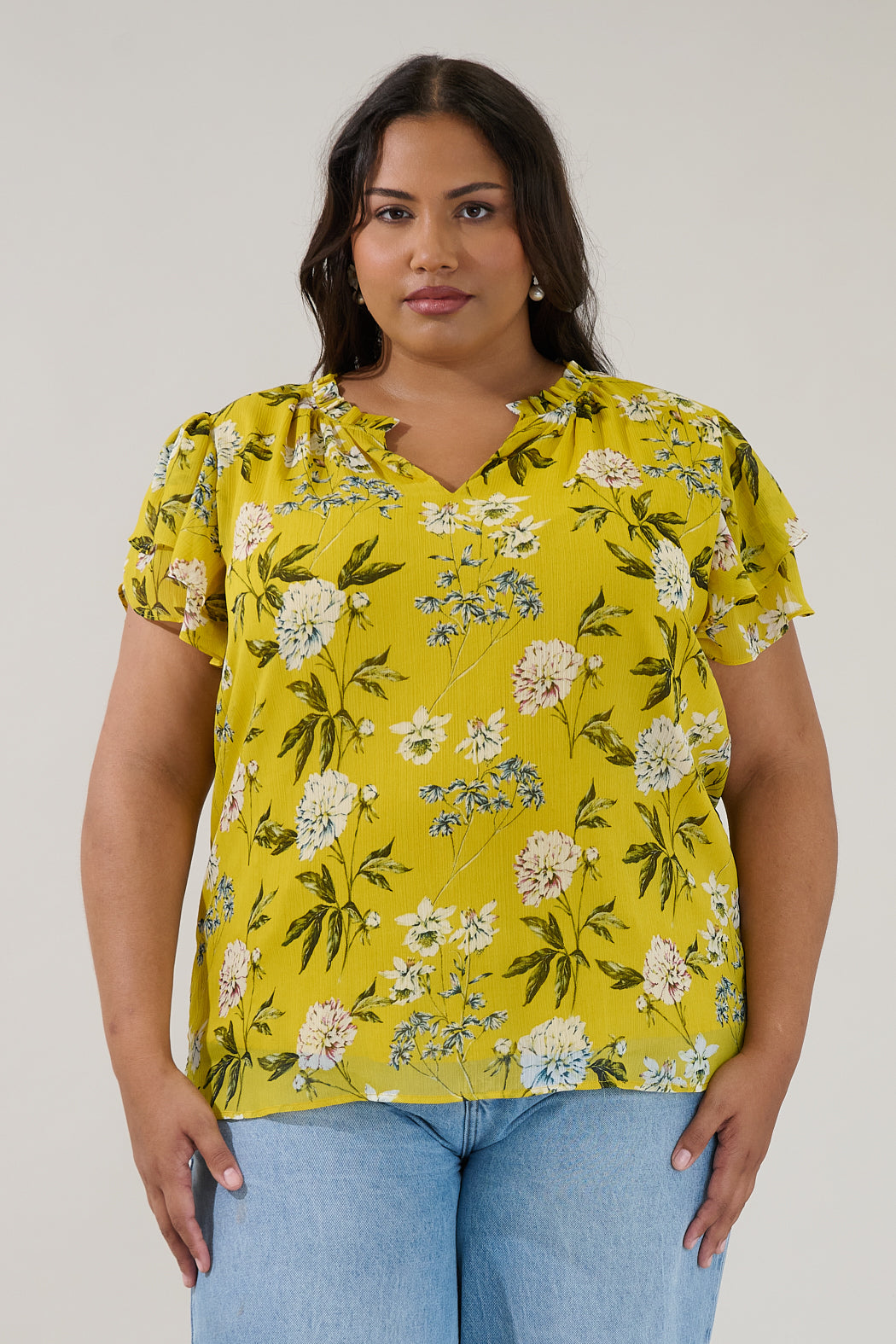 Montie Ruffle Blouse Verisa Floral Curve