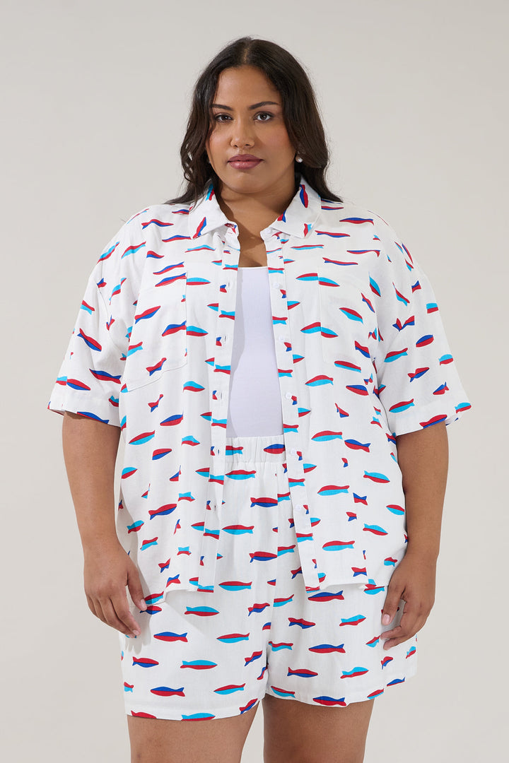 Otto Short Sleeve Button Down Shirt Fresh Catch Curve