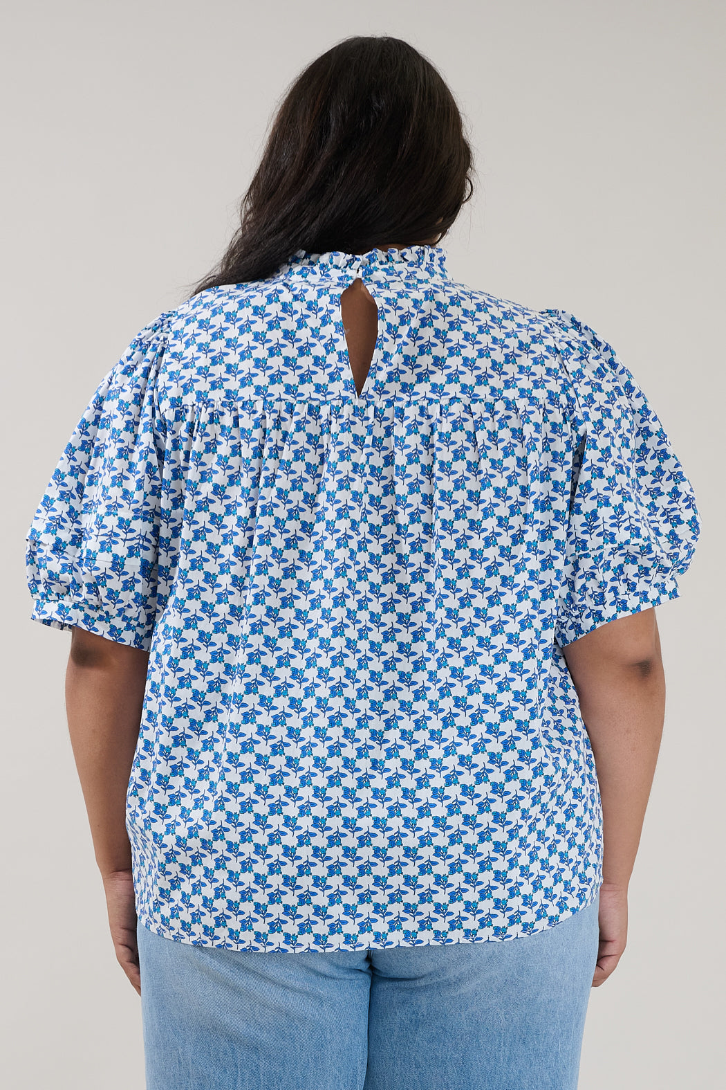 Ever After Mock Neck Blouse Floral Curve