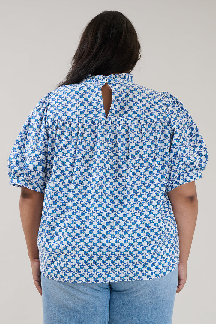 Ever After Mock Neck Blouse Floral Curve