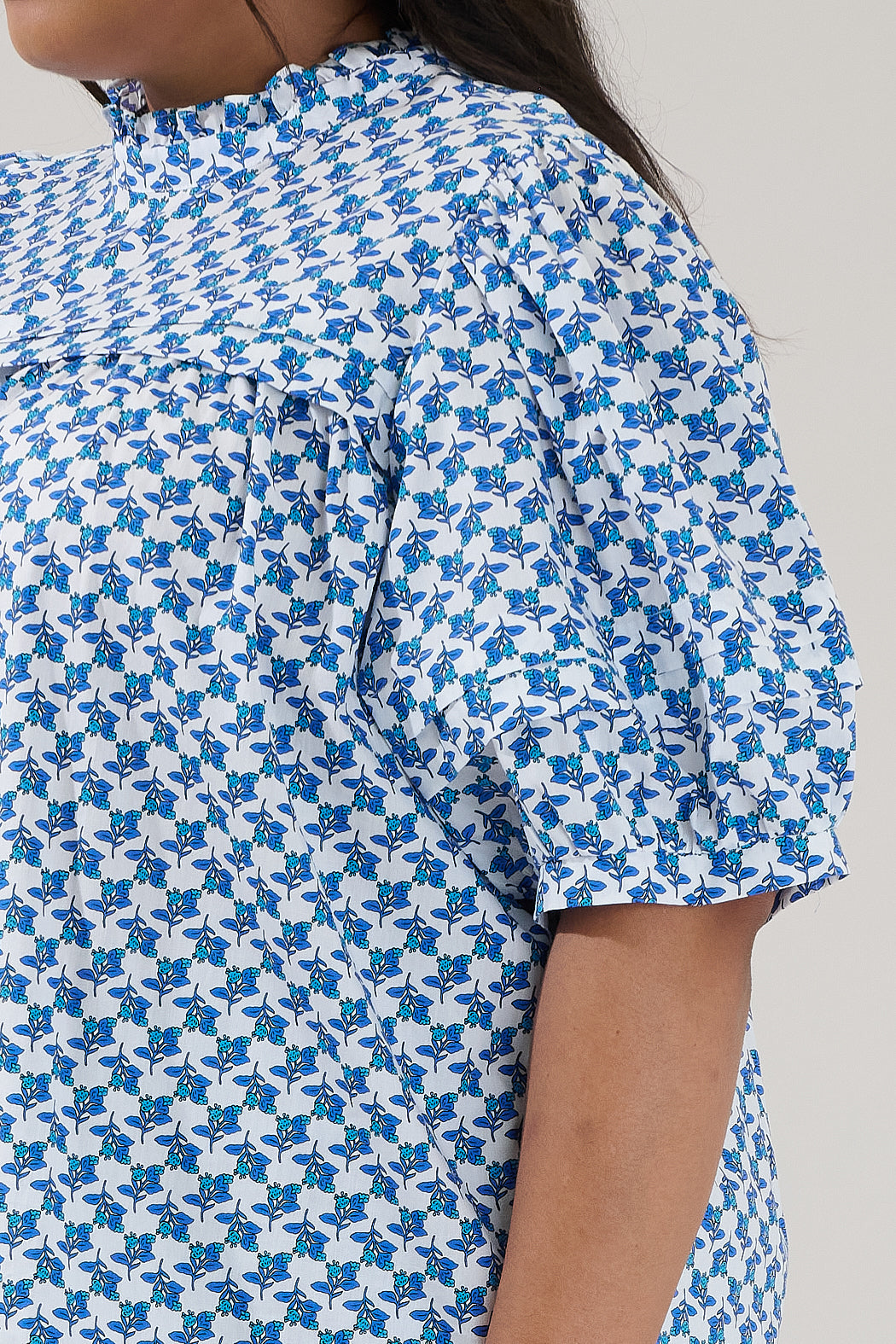 Ever After Mock Neck Blouse Floral Curve