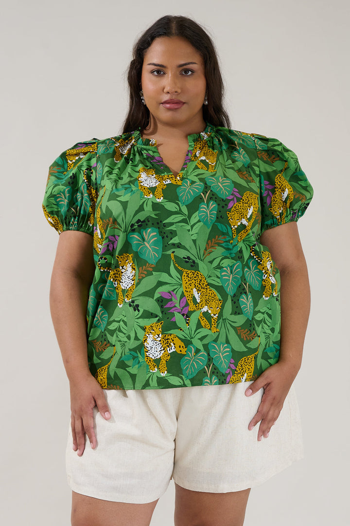 Berisa Split Neck Top Tropical Curve