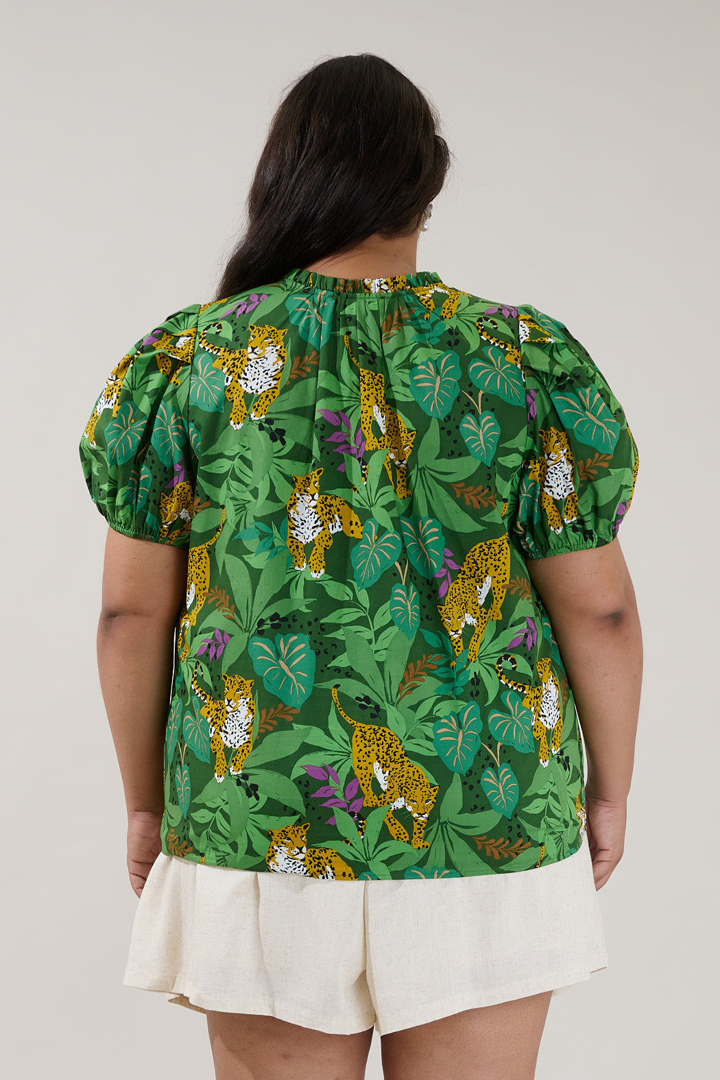 Berisa Split Neck Top Tropical Curve
