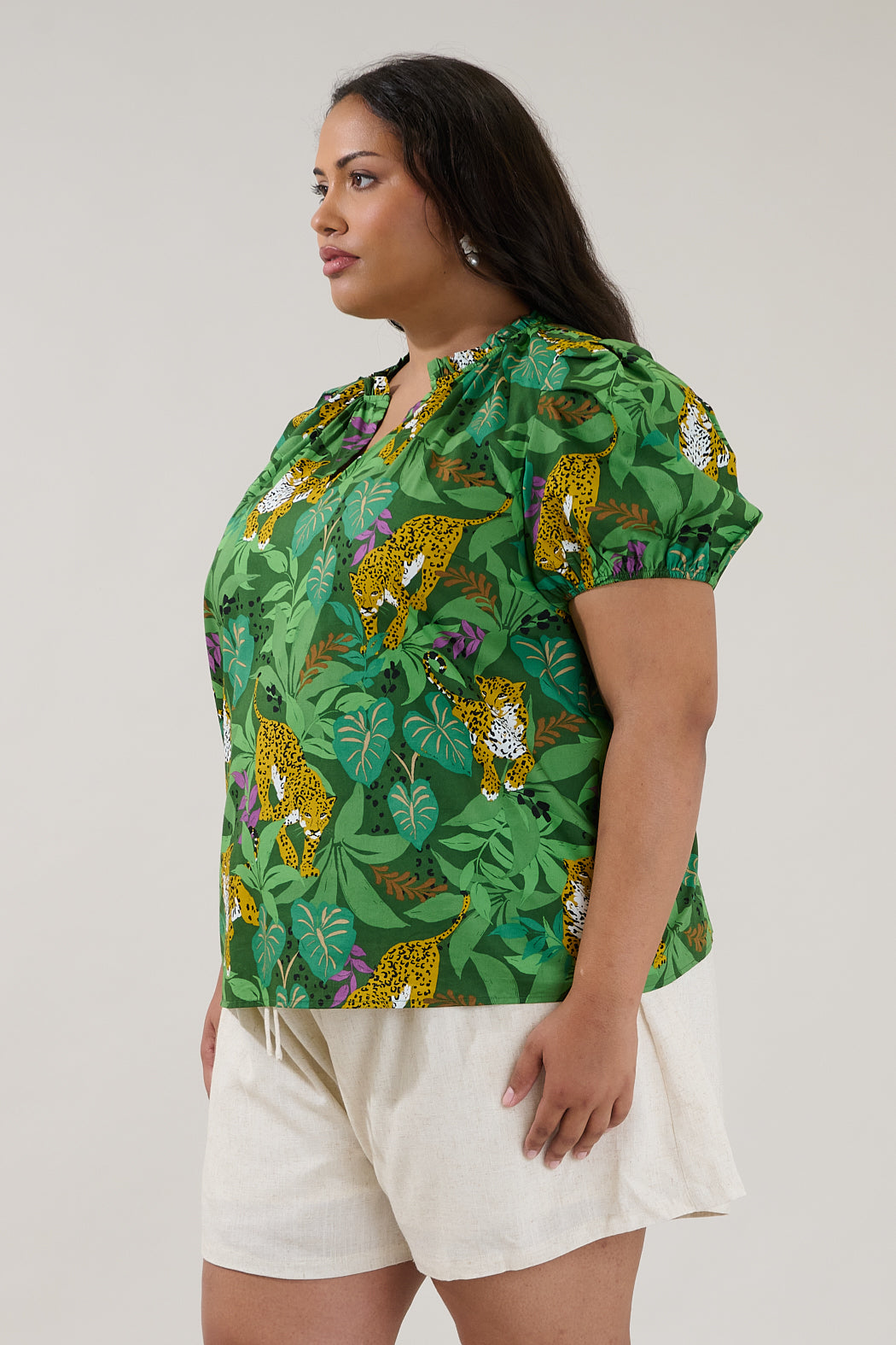 Berisa Split Neck Top Tropical Curve