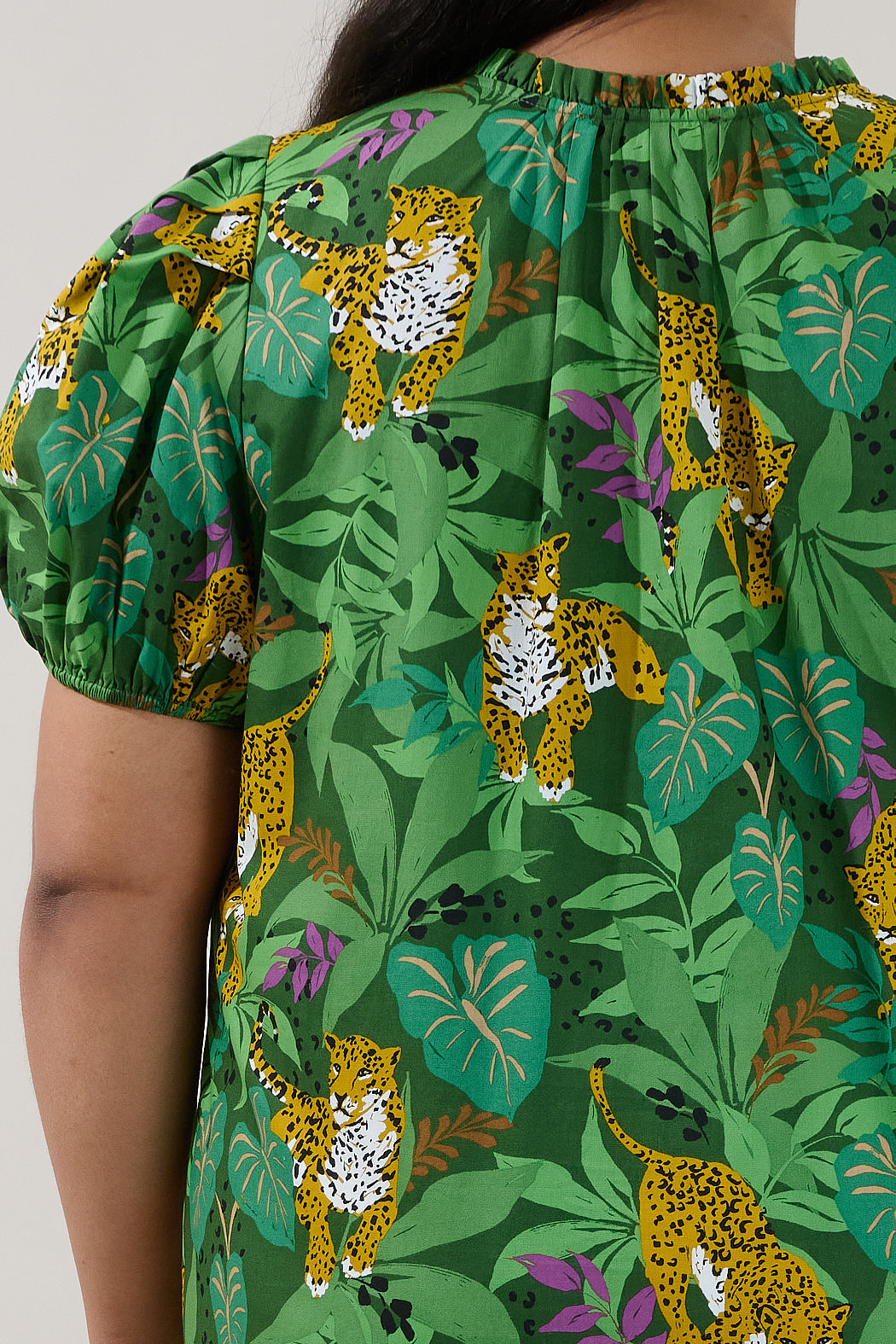 Berisa Split Neck Top Tropical Curve