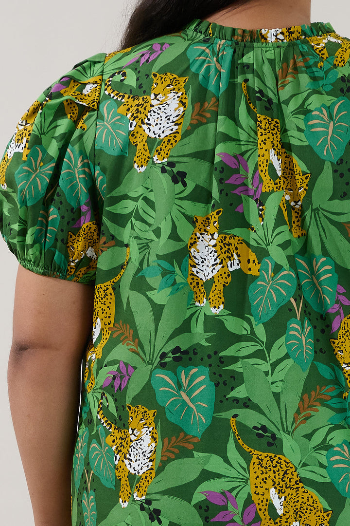Berisa Split Neck Top Tropical Curve