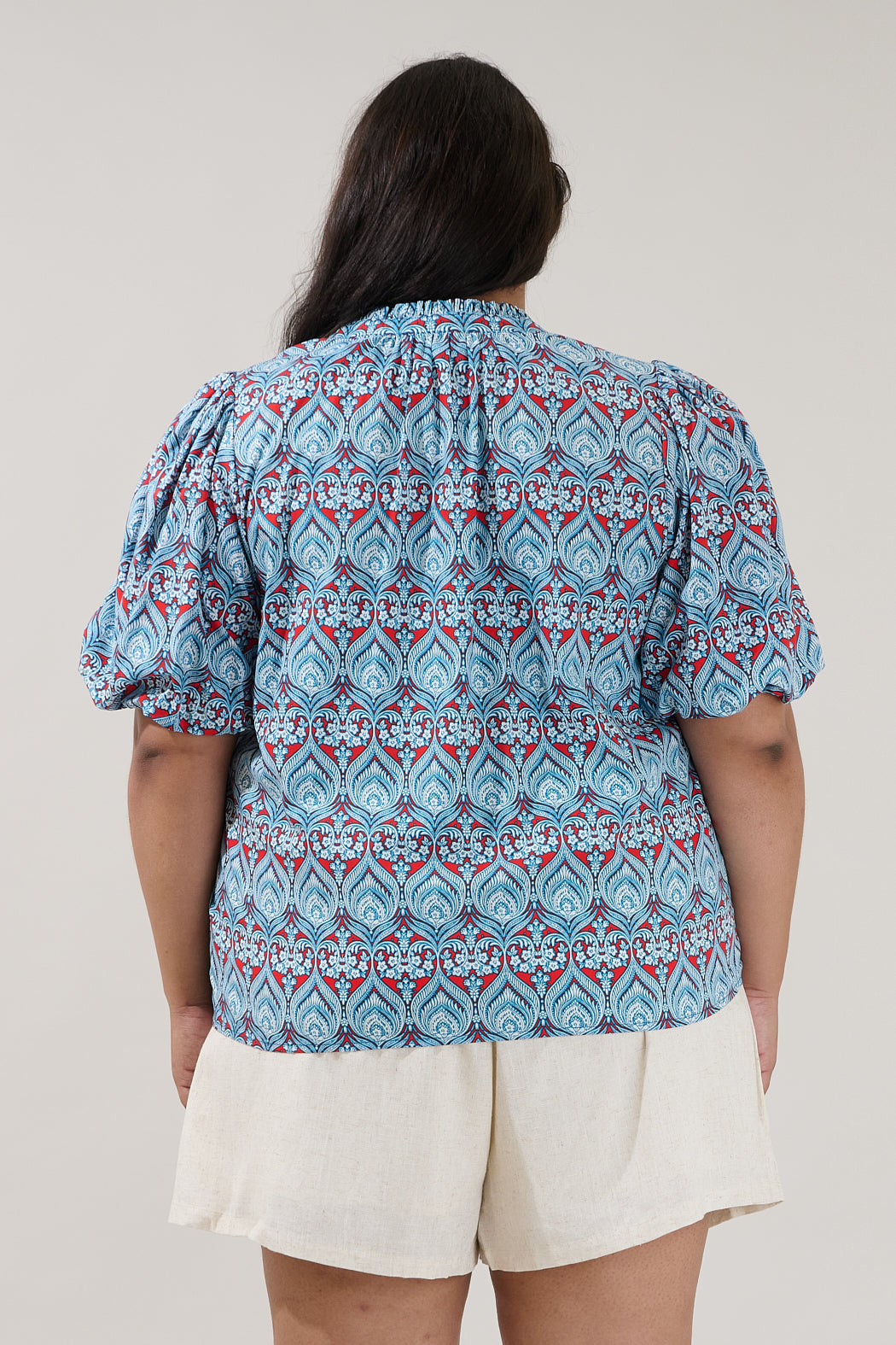 Gretna Ruffle Blouse Floral Curve