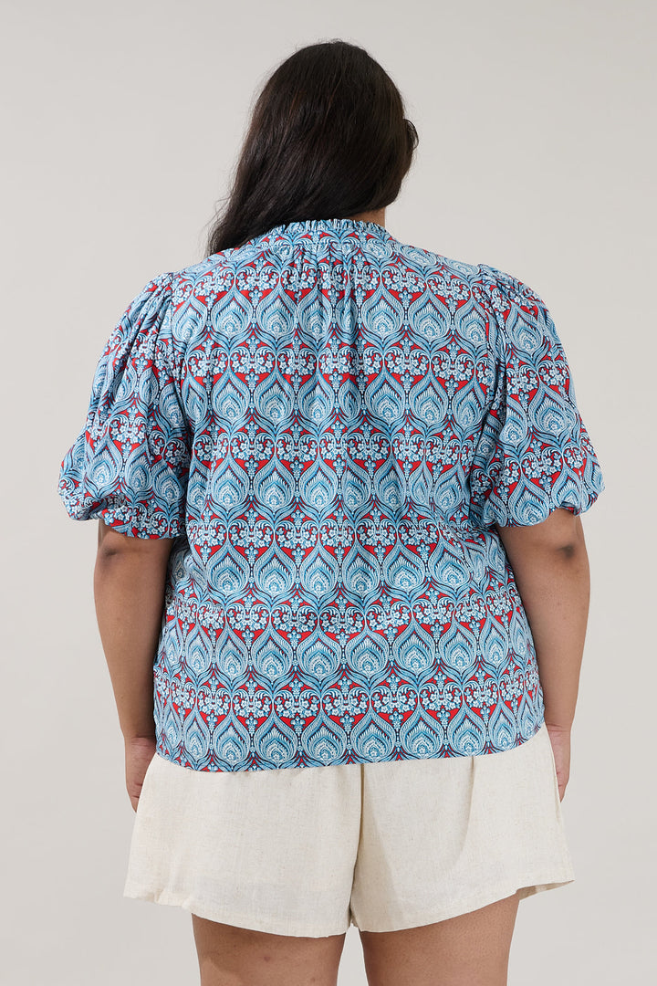 Gretna Ruffle Blouse Floral Curve