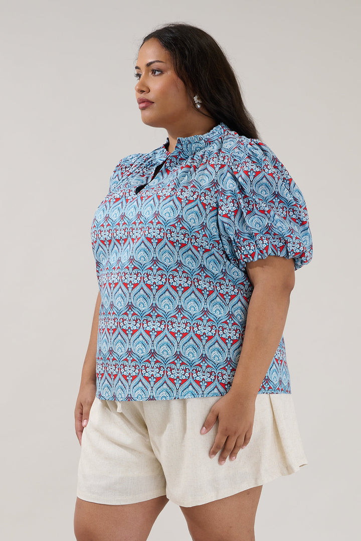Gretna Ruffle Blouse Floral Curve