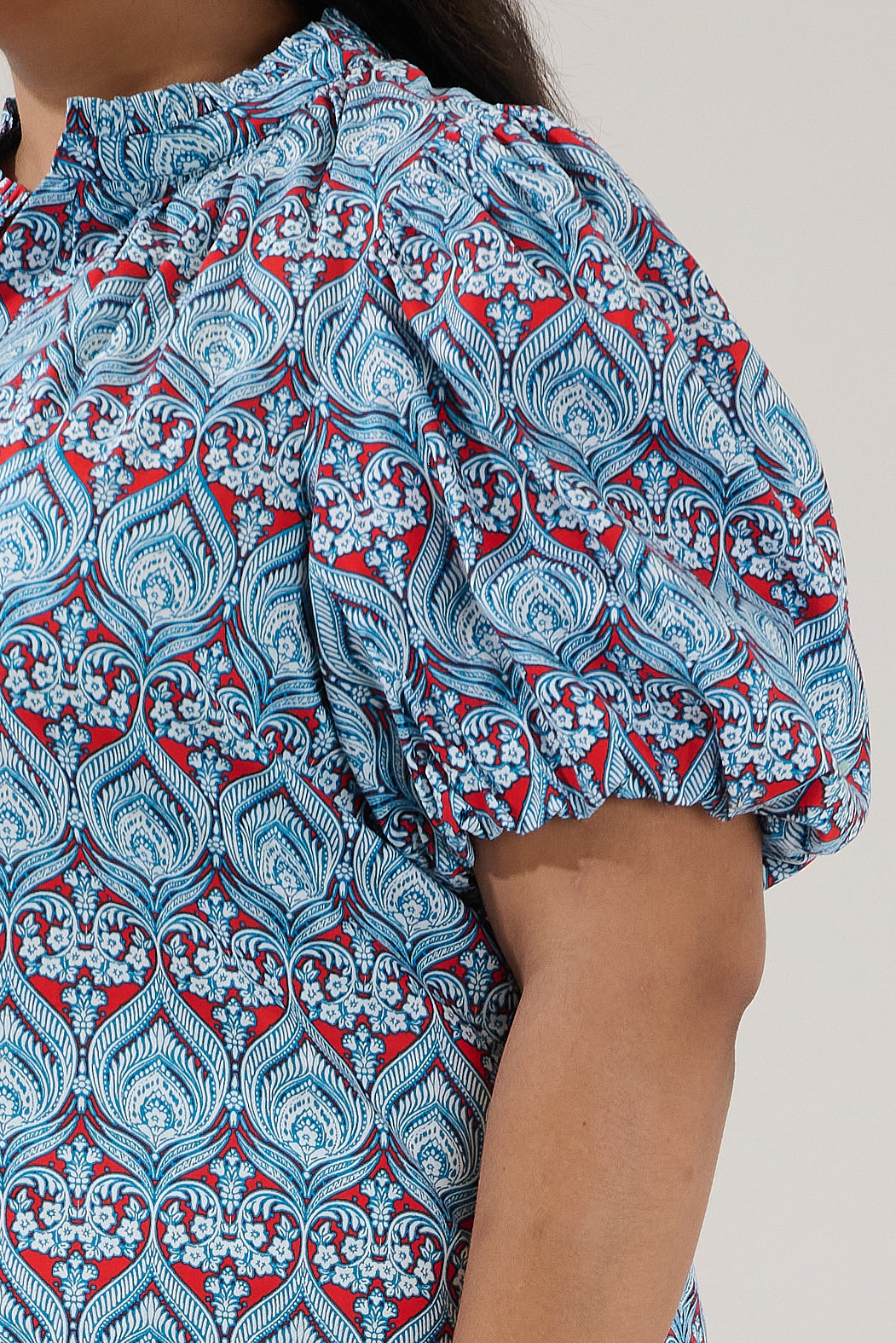 Gretna Ruffle Blouse Floral Curve