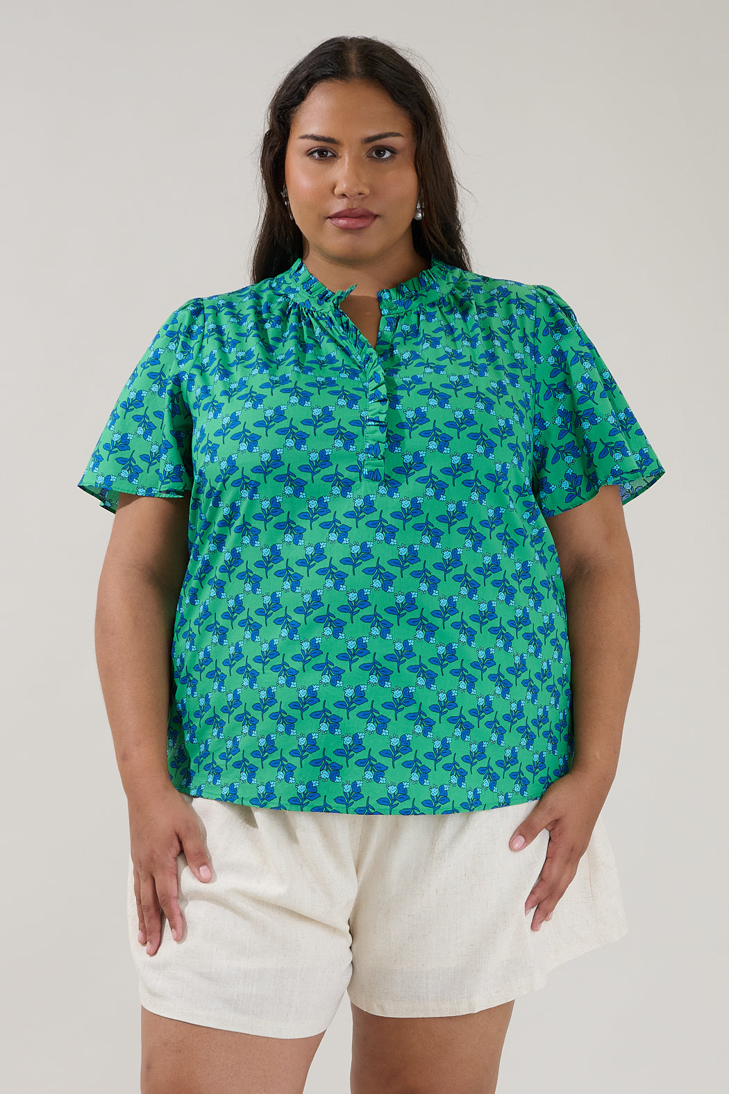 Lily Ruffle Blouse Floral Curve